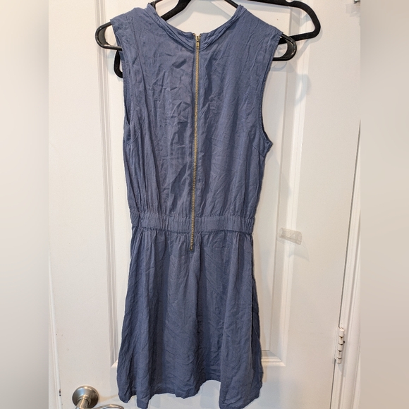 Converse One Star Dusty Blue Gold Back Zipper Sleeveless Pleated Front Romper - Picture 2 of 5